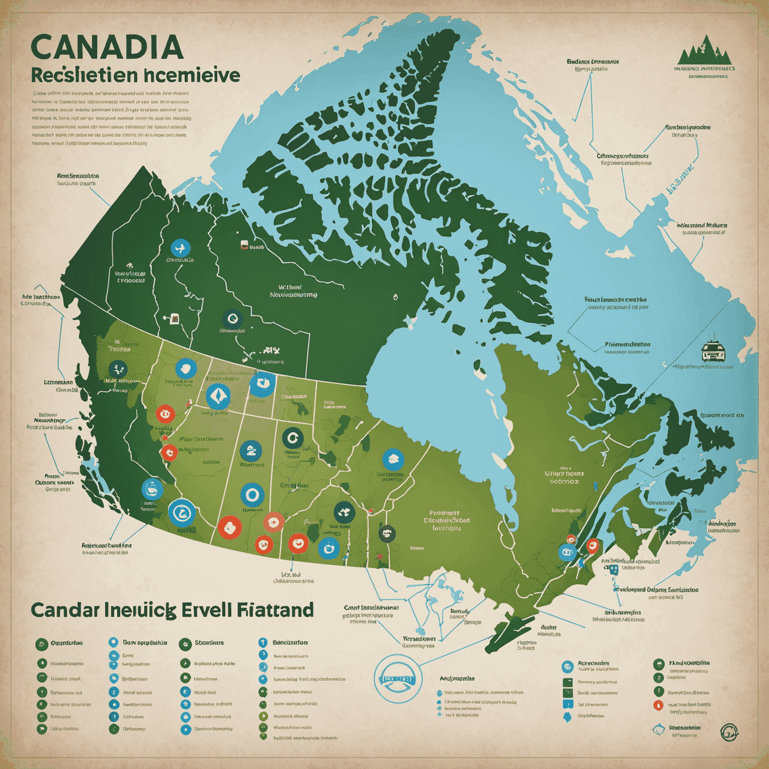 A map of Canada highlighting provinces with hydrogen vehicle incentives, with icons representing different types of incentives such as rebates, HOV lane access, and charging stations